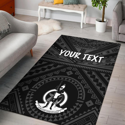 Vanuatu Personalised Area Rug - Vanuatu Seal With Polynesian Tattoo Style