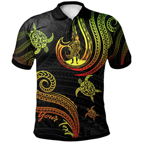 Vanuatu Personalised Custom Polo Shirt - Polynesian Turtle With Pattern Reggae