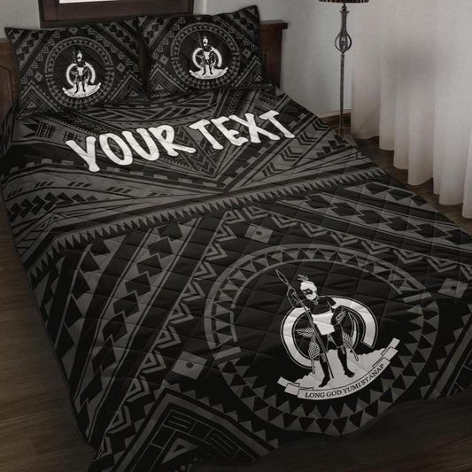 Vanuatu Personalised Quilt Bed Set - Vanuatu Seal With Polynesian Tattoo Style