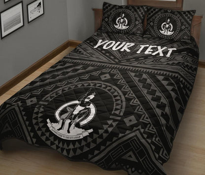 Vanuatu Personalised Quilt Bed Set - Vanuatu Seal With Polynesian Tattoo Style