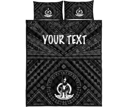 Vanuatu Personalised Quilt Bed Set - Vanuatu Seal With Polynesian Tattoo Style