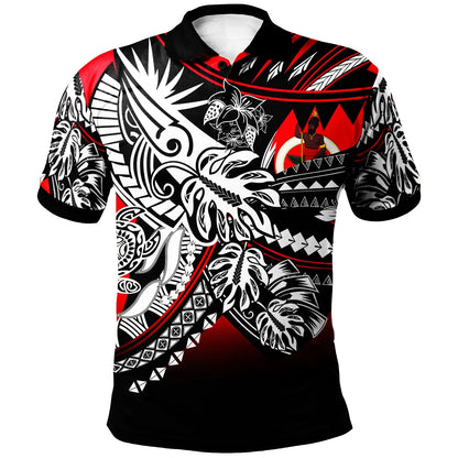 Vanuatu Polo Shirt - Tribal Jungle Red Pattern