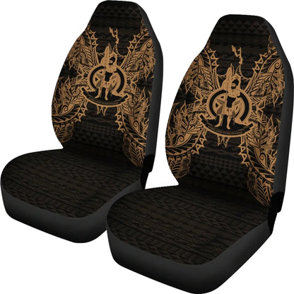 Vanuatu Car Seat Cover - Vanuatu Coat Of Arms Map Gold