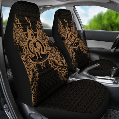 Vanuatu Car Seat Cover - Vanuatu Coat Of Arms Map Gold
