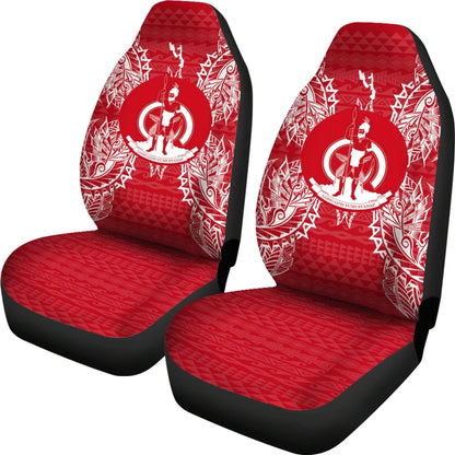 Vanuatu Car Seat Cover - Vanuatu Coat Of Arms Map Red White