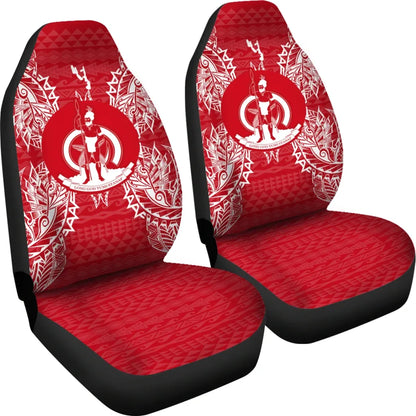 Vanuatu Car Seat Cover - Vanuatu Coat Of Arms Map Red White