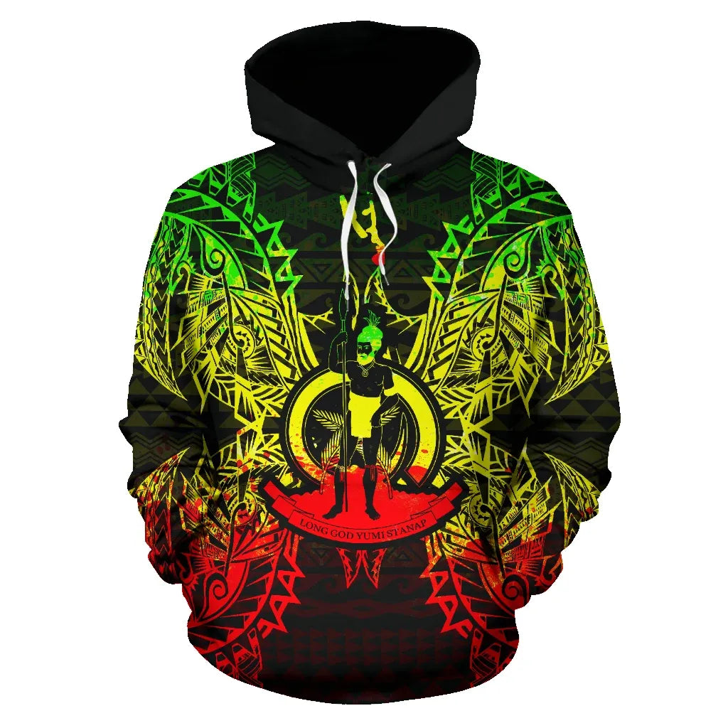 Vanuatu Polynesian ll Over Hoodie Map Reggae