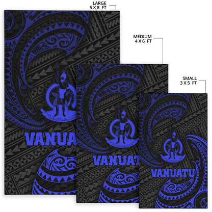 Vanuatu Polynesian Area Rug - Blue Tribal Wave