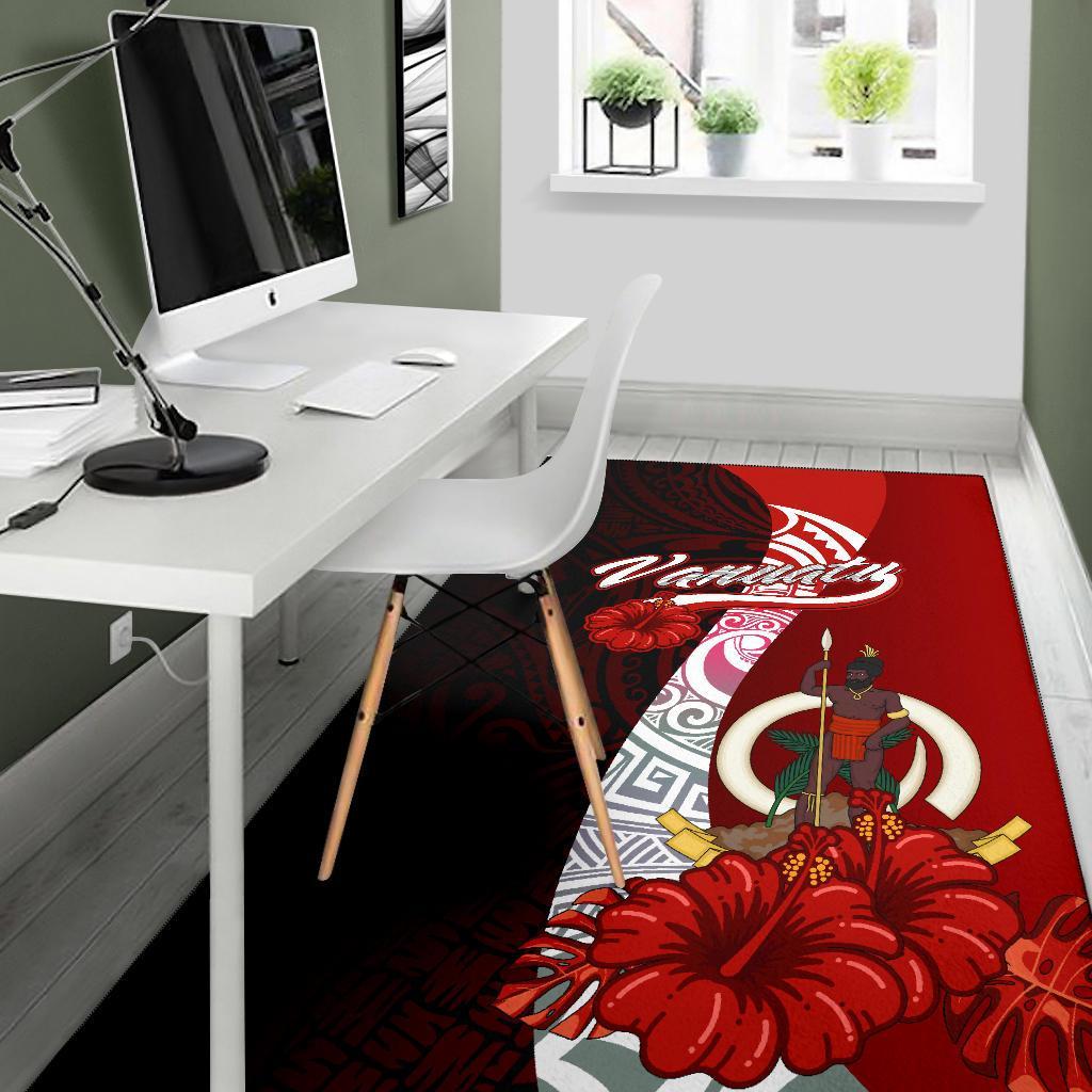 Vanuatu Polynesian Area Rug - Coat Of Arm With Hibiscus