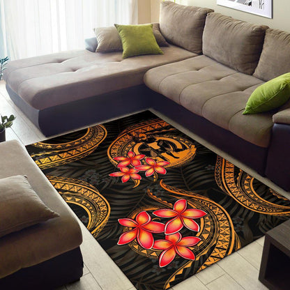 Vanuatu Polynesian Area Rug - Gold Plumeria