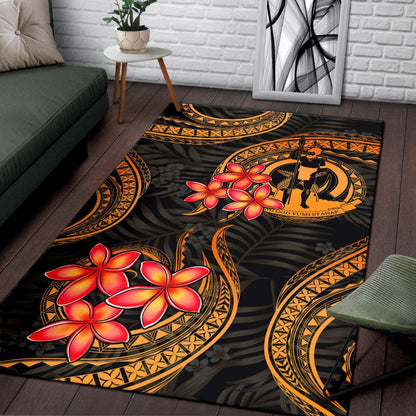 Vanuatu Polynesian Area Rug - Gold Plumeria