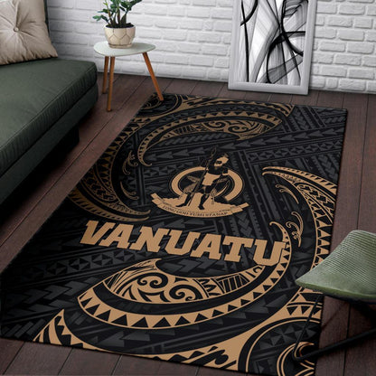 Vanuatu Polynesian Area Rug - Gold Tribal Wave