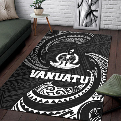 Vanuatu Polynesian Area Rug - White Tribal Wave