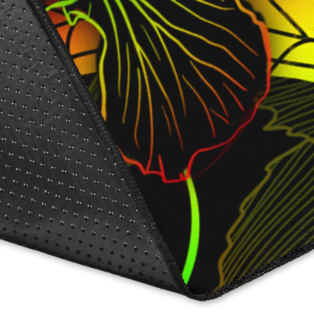 Vanuatu Polynesian Area Rugs - Turtle With Blooming Hibiscus Reggae