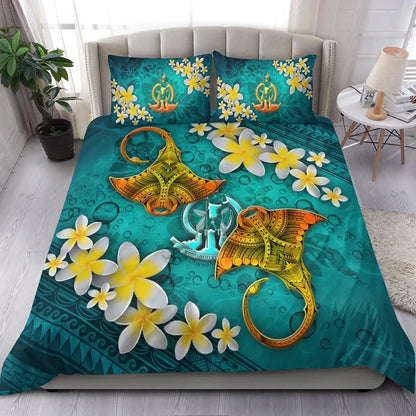 Vanuatu Polynesian Bedding Set - Manta Ray Ocean