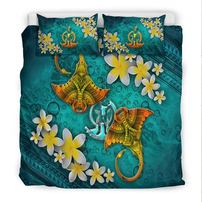Vanuatu Polynesian Bedding Set - Manta Ray Ocean