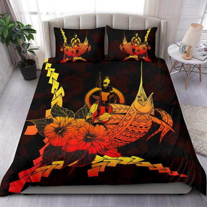 Vanuatu Polynesian Bedding Set - Swordfish With Hibiscus