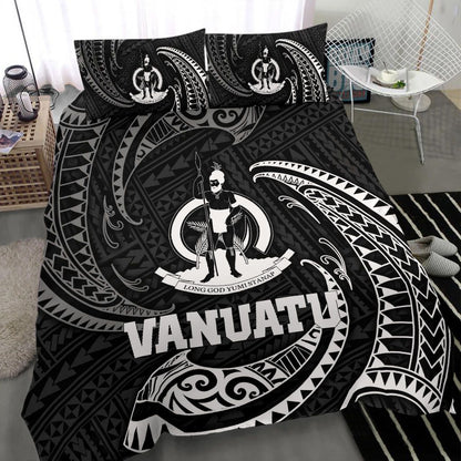 Vanuatu Polynesian Bedding Set - White Tribal Wave