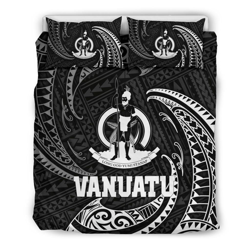 Vanuatu Polynesian Bedding Set - White Tribal Wave