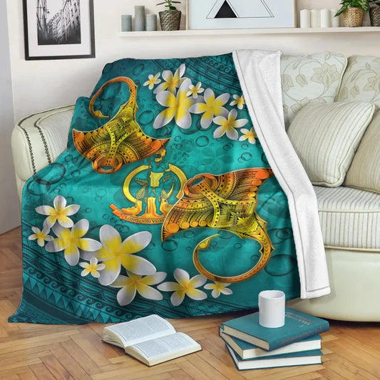 Vanuatu Polynesian Blanket - Manta Ray Ocean