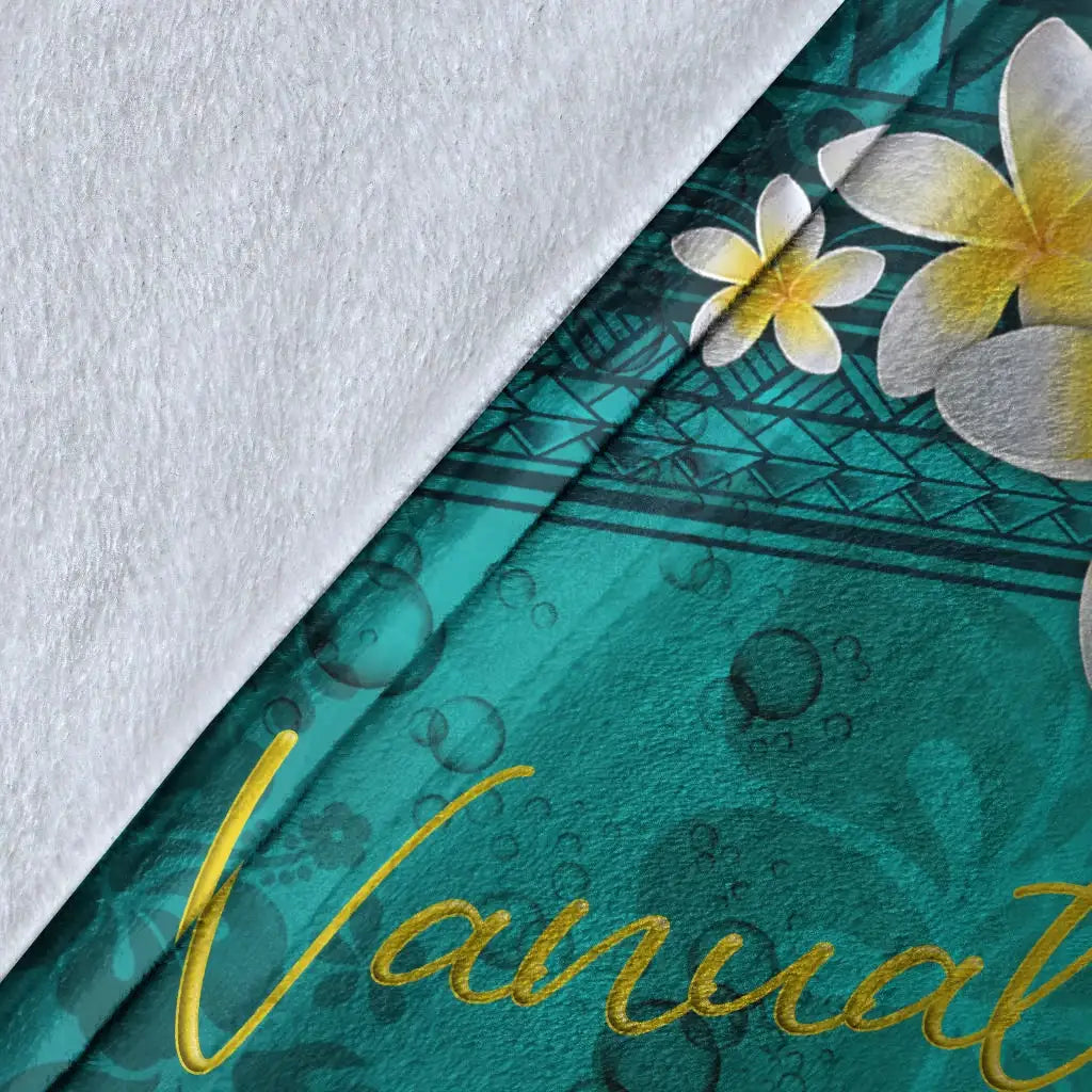 Vanuatu Polynesian Blanket - Plumeria With Blue Ocean
