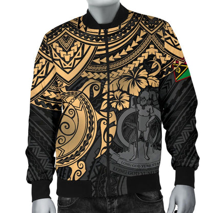 Vanuatu Polynesian Bomber Jacket - Gold Turtle