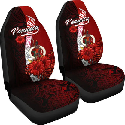 Vanuatu Polynesian Car Seat Covers - Coat Of Arm With Hibiscus