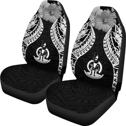 Vanuatu Polynesian Car Seat Covers Pride Seal And Hibiscus Black