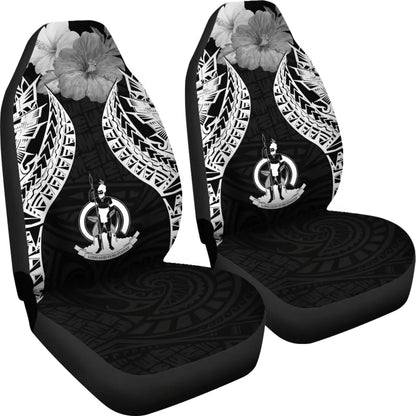 Vanuatu Polynesian Car Seat Covers Pride Seal And Hibiscus Black