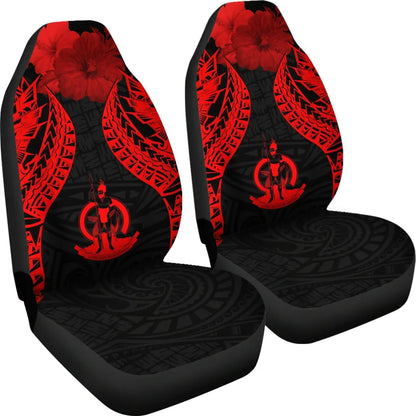 Vanuatu Polynesian Car Seat Covers Pride Seal And Hibiscus Red