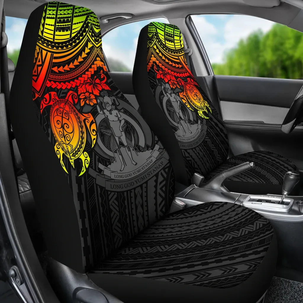 Vanuatu Car Seat Covers - Vanuatu Coat Of Arms Reggae Turtle18