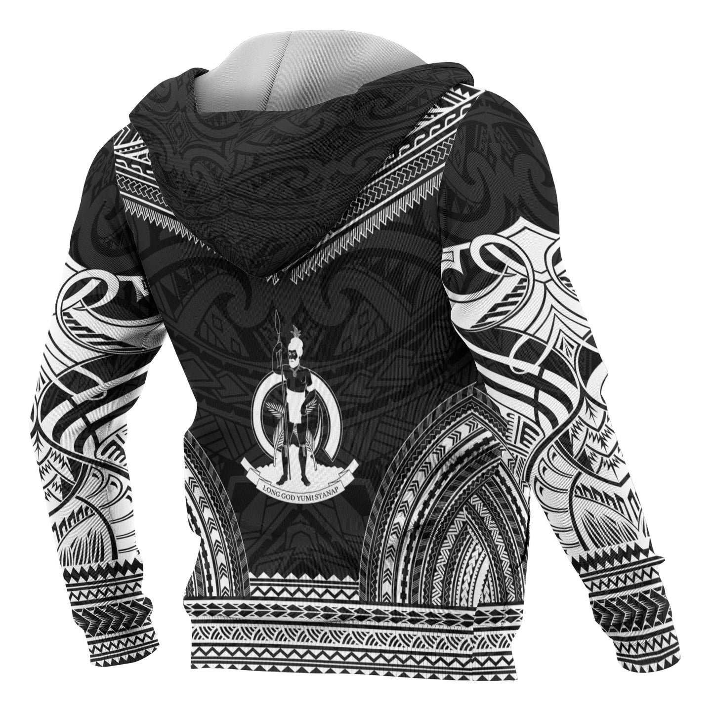 Vanuatu Polynesian Chief Custom Personalised Hoodie - Black Version