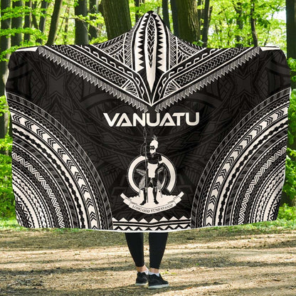Vanuatu Polynesian Chief Hooded Blanket - Black Version