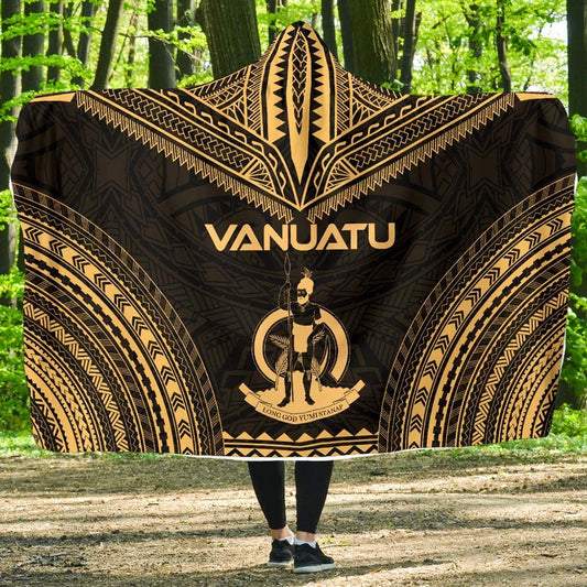 Vanuatu Polynesian Chief Hooded Blanket - Gold Version