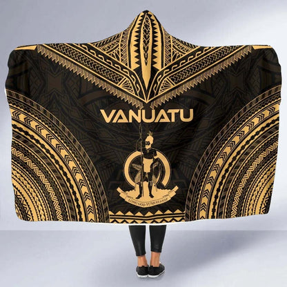 Vanuatu Polynesian Chief Hooded Blanket - Gold Version