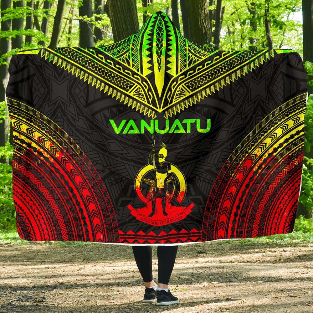 Vanuatu Polynesian Chief Hooded Blanket - Reggae Version