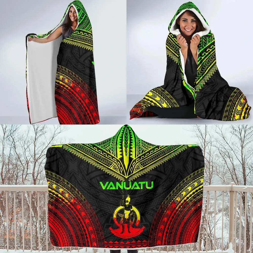 Vanuatu Polynesian Chief Hooded Blanket - Reggae Version