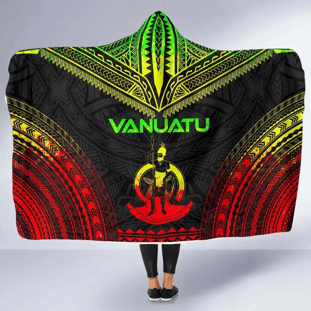 Vanuatu Polynesian Chief Hooded Blanket - Reggae Version