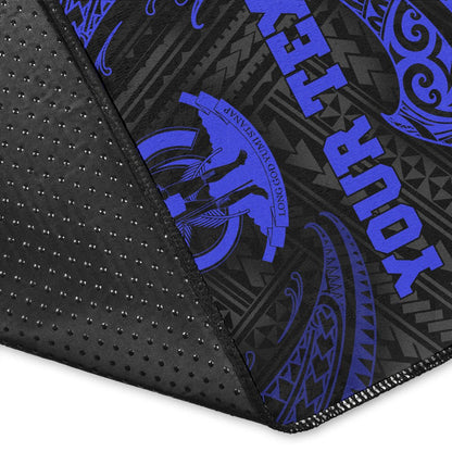 Vanuatu Polynesian Custom Personalised Area Rug - Blue Tribal Wave