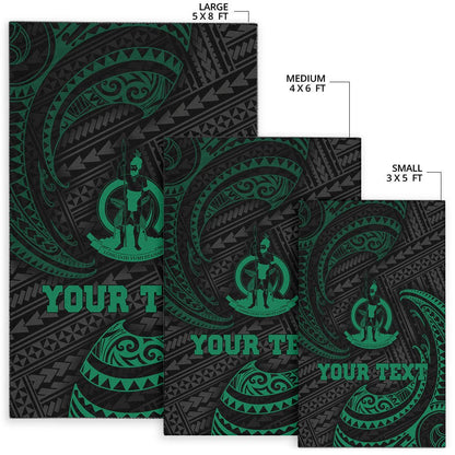 Vanuatu Polynesian Custom Personalised Area Rug - Green Tribal Wave