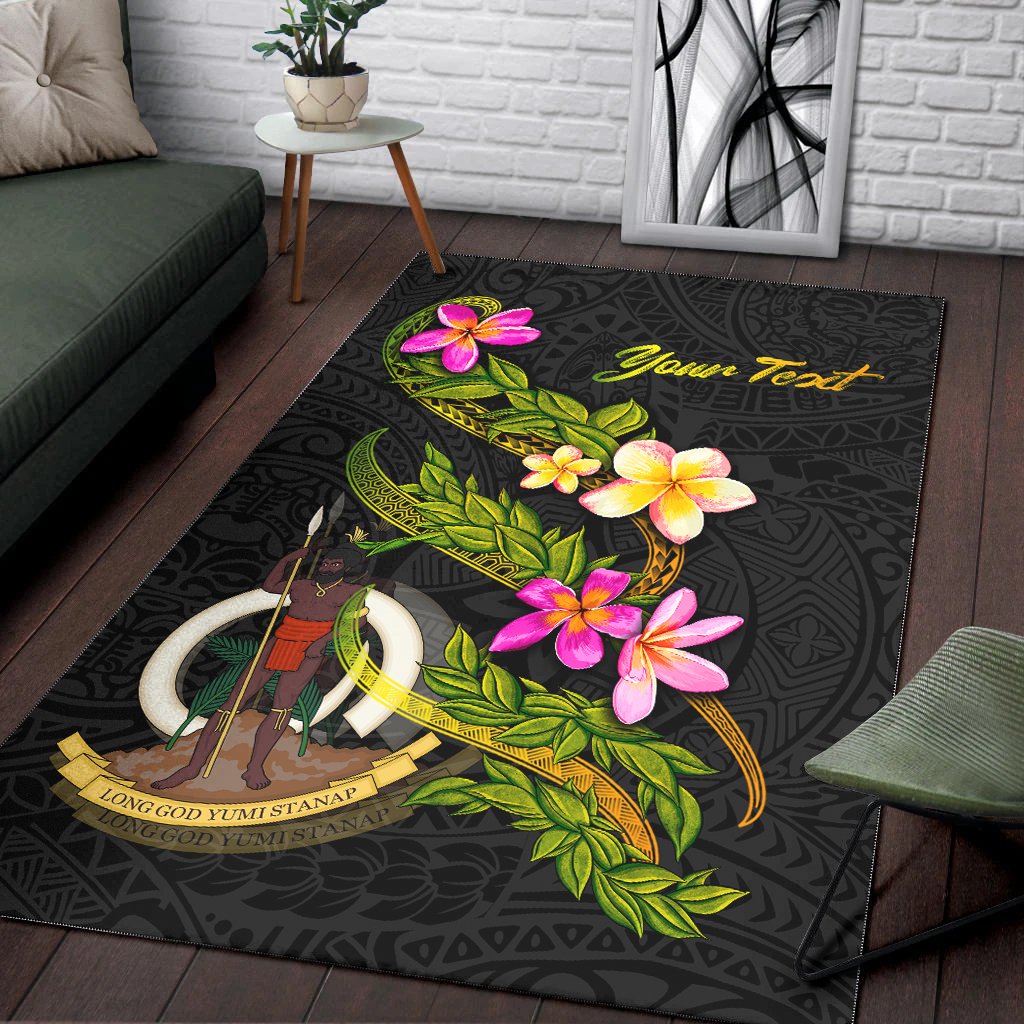Vanuatu Polynesian Custom Personalised Area Rug - Plumeria Tribal
