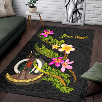 Vanuatu Polynesian Custom Personalised Area Rug - Plumeria Tribal