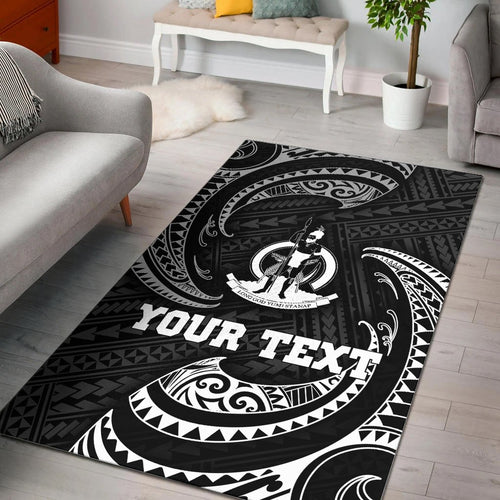 vanuatu Polynesian Custom Personalised Area Rug - White Tribal Wave