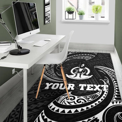 vanuatu Polynesian Custom Personalised Area Rug - White Tribal Wave