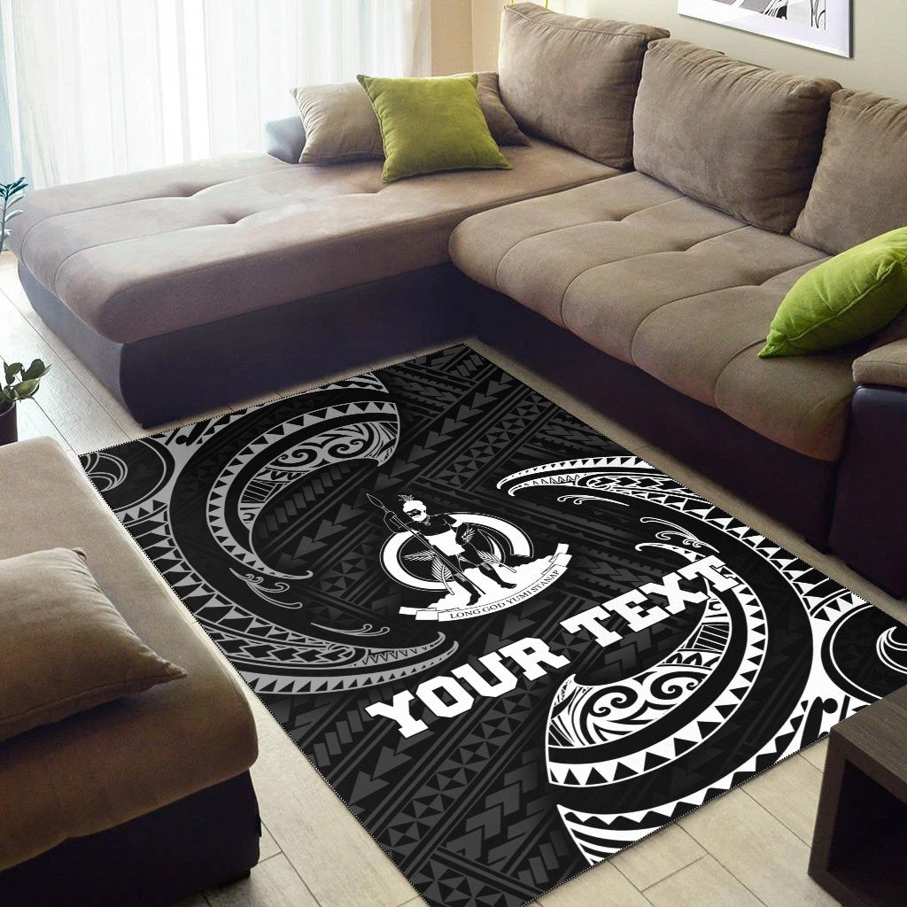 vanuatu Polynesian Custom Personalised Area Rug - White Tribal Wave