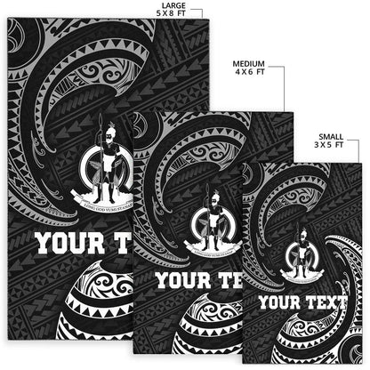vanuatu Polynesian Custom Personalised Area Rug - White Tribal Wave