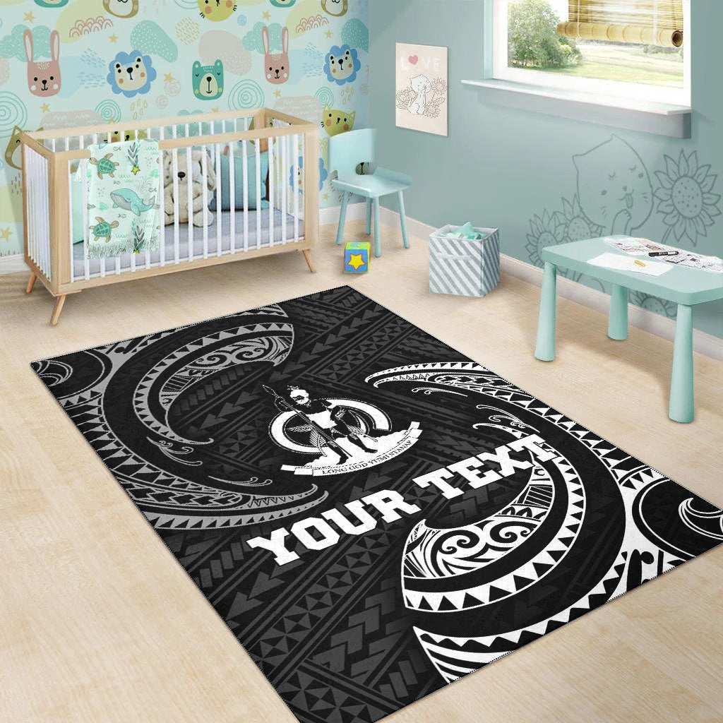 vanuatu Polynesian Custom Personalised Area Rug - White Tribal Wave
