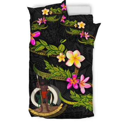 Vanuatu Polynesian Custom Personalised Bedding Set - Plumeria Tribal