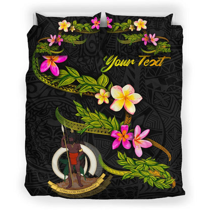 Vanuatu Polynesian Custom Personalised Bedding Set - Plumeria Tribal