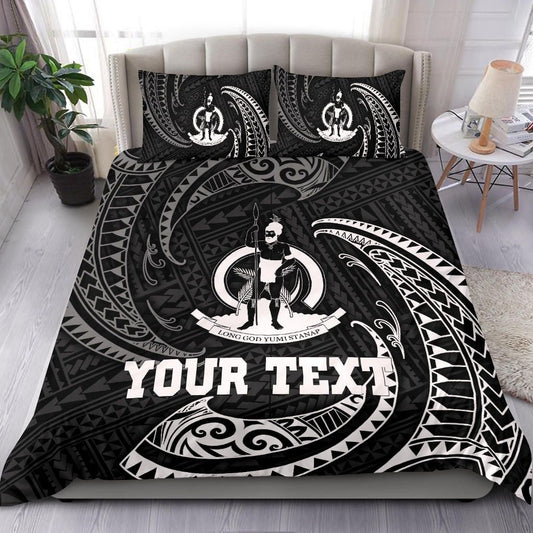 Vanuatu Polynesian Custom Personalised Bedding Set - White Tribal Wave